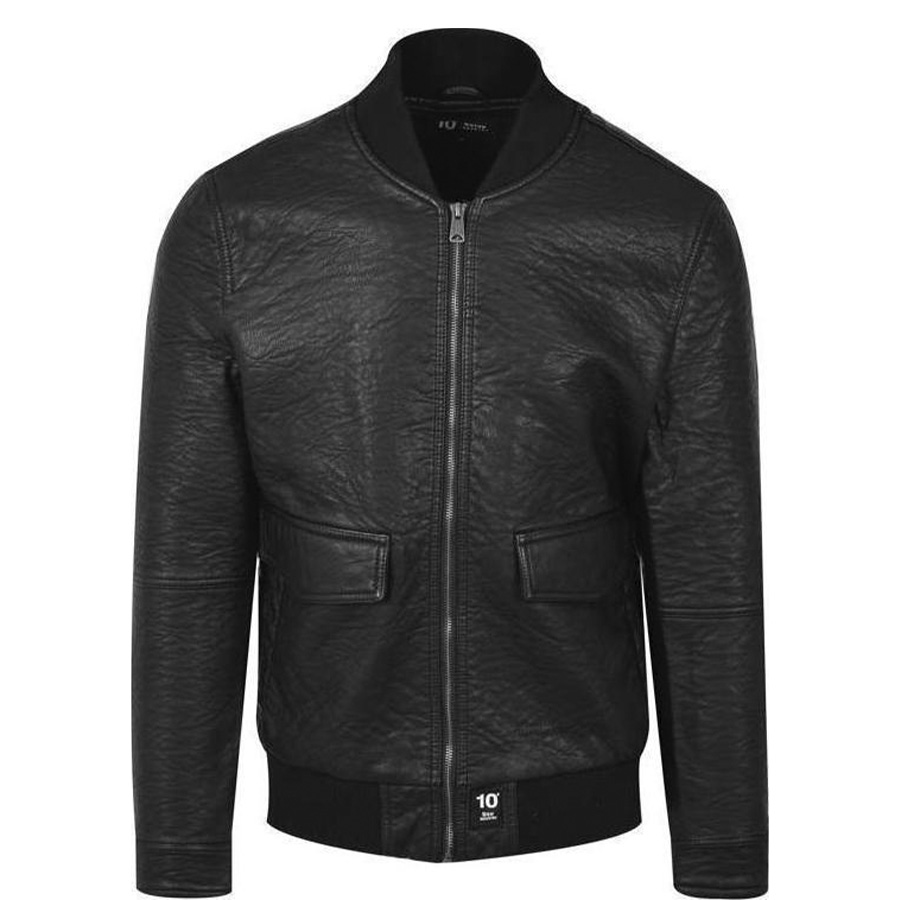 Biston Ανδρικό Μπουφάν Δερματίνης Χρώμα Μαύρο Jacket Biston 38-201-061-black