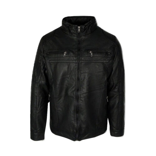 Ανδρικό Jacket Δερμάτινο με Επένδυση Paco & Co Χρώμα Μαύρο 204505-Black