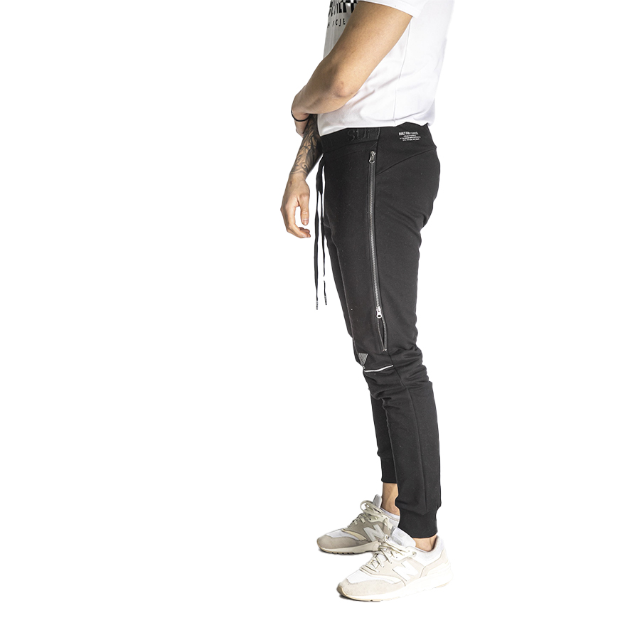 Aνδρικό Παντελόνι Φόρμας Με Φερμουάρ στο Πλάι PACO & CO Χρώμα Μαύρο Men’s Jogger Pant Side Zipper 218652-black