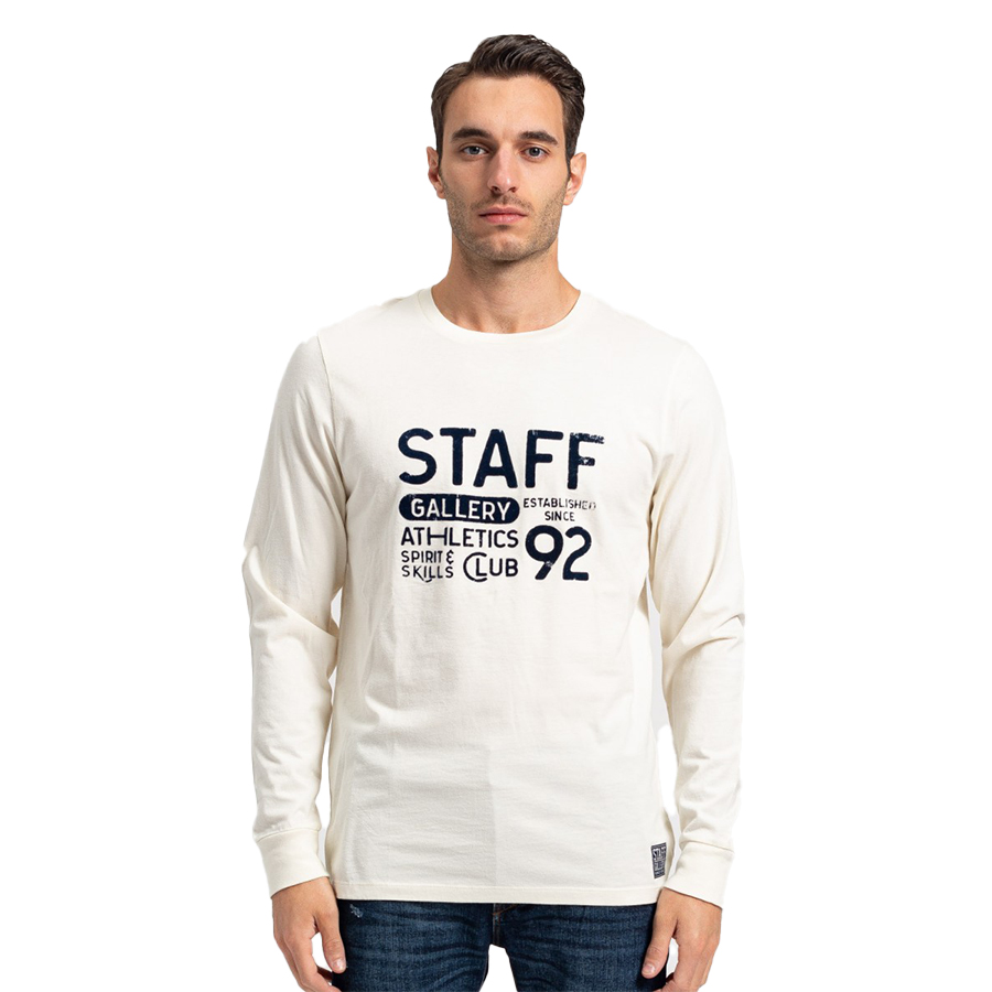 Ανδρική Μακρυμάνικη Μπλούζα STAFF Χρώμα Λευκό Curt Man T-Shirt 64-016.046-off white