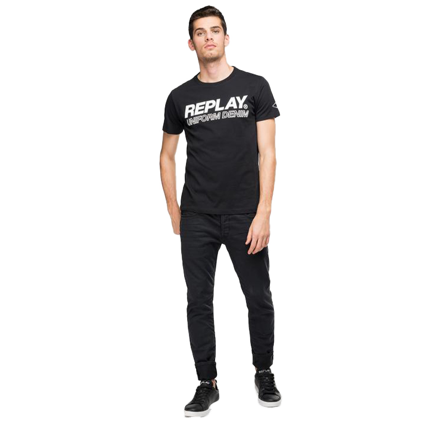 Ανδρικό T-shirt Replay Xρώμα Μαύρο Replay UNIFORM DENIM JERSEY T-SHIRT M6009.000.2660-098 black