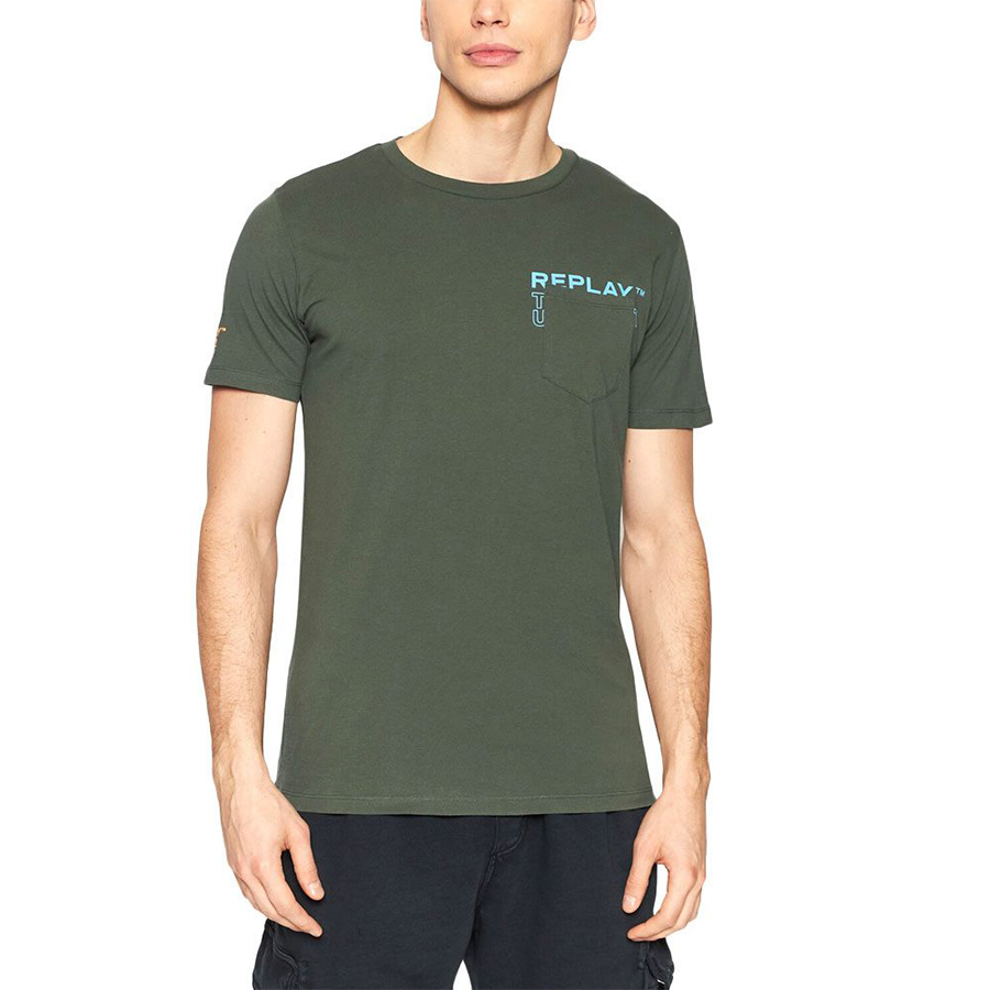 Replay Ανδρικό T-shirt Xρώμα Χακί REPLAY SINGLE COTTON JERSEY M6014.000.23062 432-DARK MILITARY