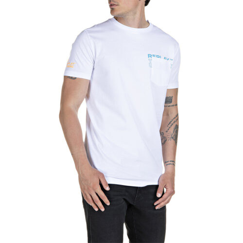 Replay Ανδρικό T-shirt Xρώμα Λευκό REPLAY SINGLE COTTON JERSEY M6014.000.23062 001-white