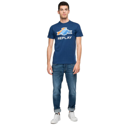 Ανδρικό T-shirt Replay Xρώμα Μπλε Replay ARCHIVE GRAPHIC T-SHIRT IN JERSEY M6016.000.22980P 788 deep royal