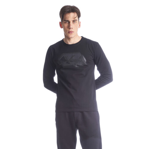 Ανδρική Μπλούζα Λεπτή Μακρυμάνικη Paco & Co Χρώμα Μαύρο 2288825-black