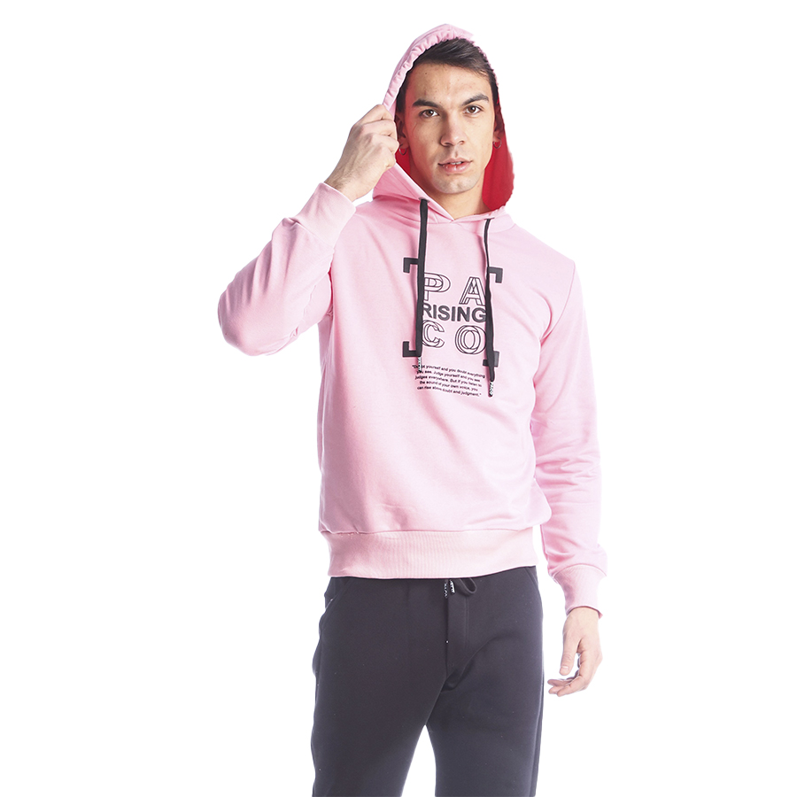 Ανδρικό Φούτερ Με Κουκούλα Paco & Co Χρώμα Ροζ 2288860-pink