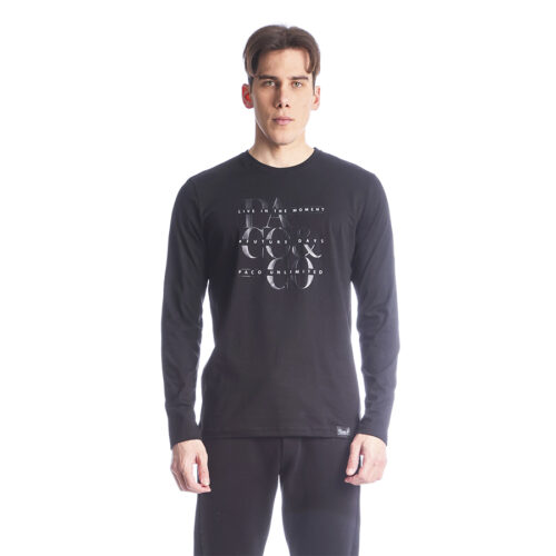 Ανδρική Μπλούζα Λεπτή Μακρυμάνικη Paco & Co Χρώμα Μαύρο 2288802-black