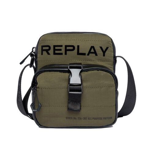 Replay Ανδρική Τσάντα Ώμου – Χιαστί Χρώμα Χακί/Μαύρο REPLAY CROSSBODY FM3590.000.A0462-1499 green brown/black