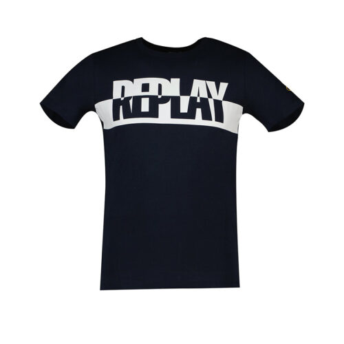 Replay Ανδρικό T-shirt Xρώμα Μαύρο REPLAY JERSEY T-SHIRT WITH BLACK AND WHITE PRINT M6308.000.2660-098 black