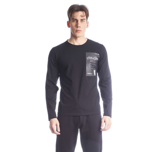 Ανδρική Μπλούζα Λεπτή Μακρυμάνικη Paco & Co Χρώμα Μαύρο 2288822-black