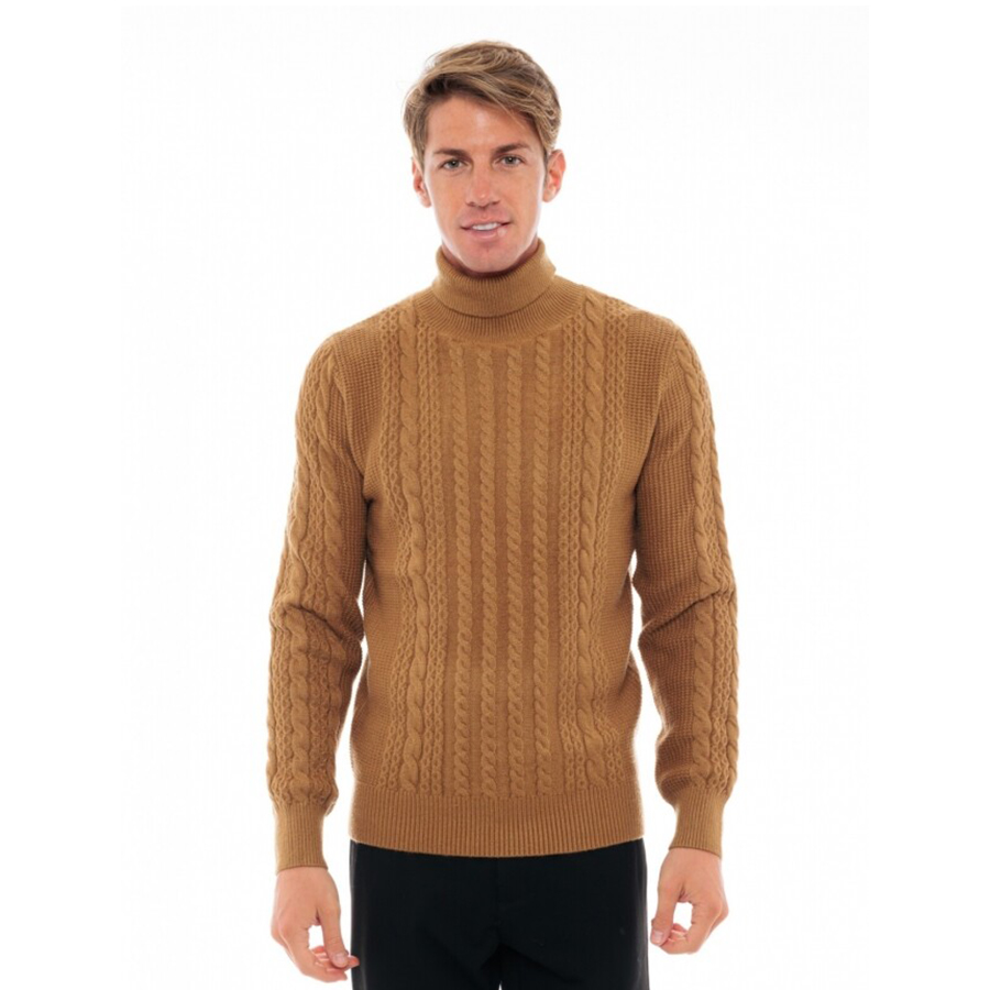 Biston Ανδρική μπλούζα με ψηλό γιακά Χρώμα Καφέ Biston 48-206-028 074 camel