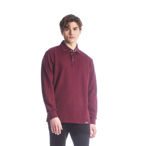 Ανδρική Μπλούζα Polo Μακρυμάνικη Paco & Co Χρώμα Μπορντό 2288895-bordeaux