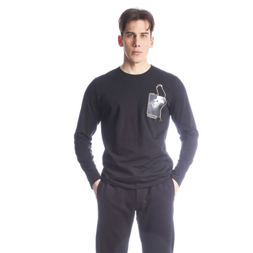 Ανδρική Μπλούζα Λεπτή Μακρυμάνικη Paco & Co Χρώμα Μαύρο 2288807-black