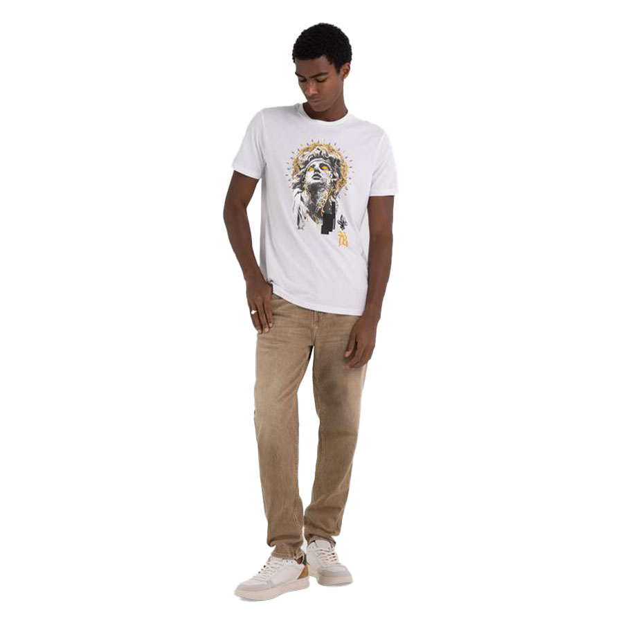 Replay Ανδρικό T-shirt Xρώμα Λευκό REPLAY ORGANIC COTTON T-SHIRT WITH PRINT M6494 .000.23120G-001 WHITE