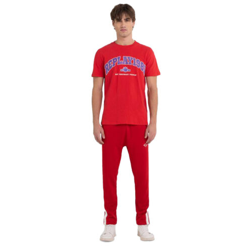 Replay Ανδρικό T-shirt Xρώμα Κόκκινο REPLAY CREWNECK T-SHIRT WITH PRINT M6478 .000.22662 159 SPRING RED