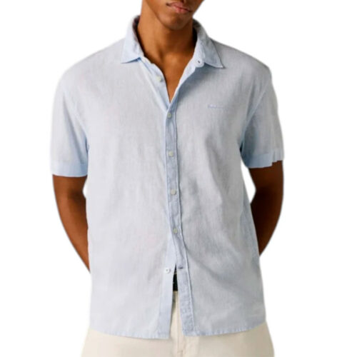 ΑΝΔΡΙΚΟ KONTOMANIKO ΠΟΥΚΑΜΙΣΟ PEPE JEANS Γαλάζιο PERCY SHORT SLEEVED LINEN SHIRT PM3091193- 504 Bleach Blue