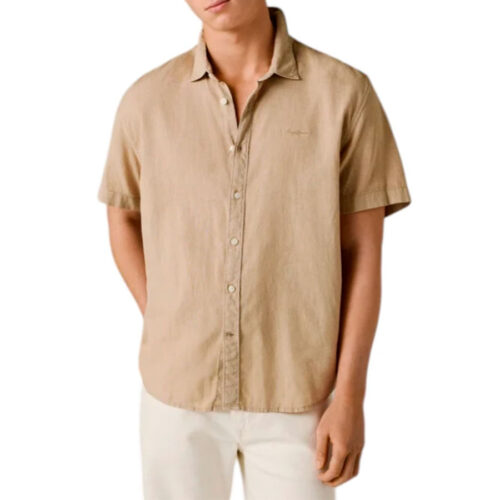 ΑΝΔΡΙΚΟ KONTOMANIKO ΠΟΥΚΑΜΙΣΟ PEPE JEANS Μπεζ PERCY SHORT SLEEVED LINEN SHIRT PM3091193- 845 Malt Beige