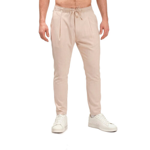 Ανδρικό Υφασμάτινο Λινό Παντελόνι Blue Craft Με Κορδόνι Χρώμα Μπεζ Loose ETHAN 126- Beige