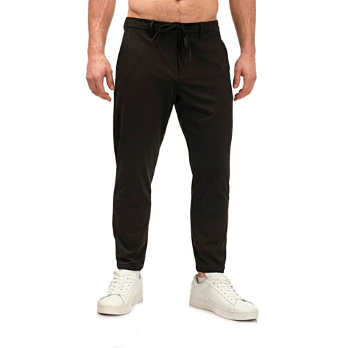 Ανδρικό Υφασμάτινο Παντελόνι Blue Craft Με Κορδόνι Χρώμα Μαύρο Loose NORIBU 126- Black